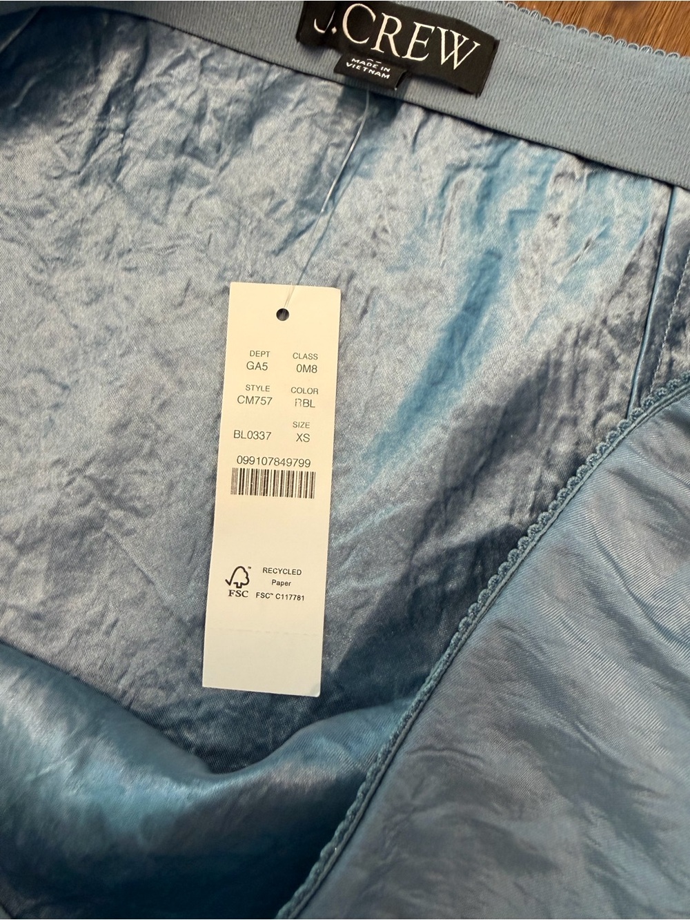 NEW J. Crew Lace-trim slip skirt matte textured satin Regatta Blue XS CM757 $138 - Picture 10 of 11